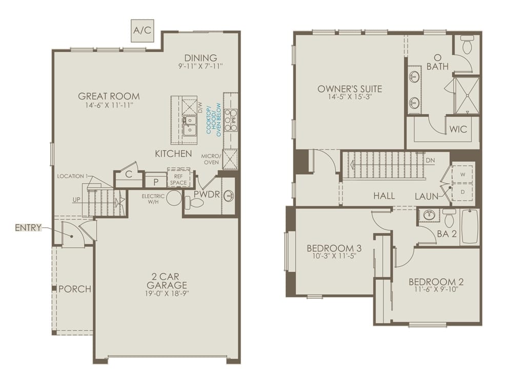 Three-bedroom, two-and-a-half bath unit in duplex unit
